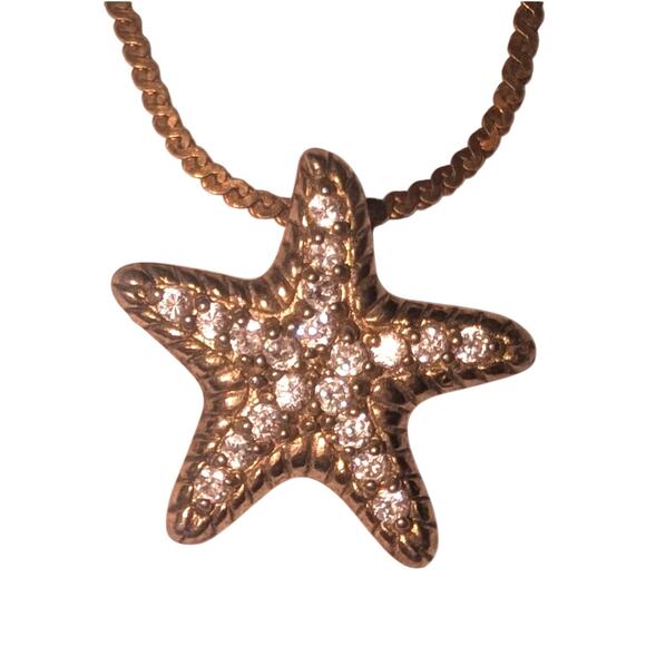 Sterling Silver Starfish Necklace Gold Tone Pendant 18 inch Gold Filled Chain - Picture 4 of 8
